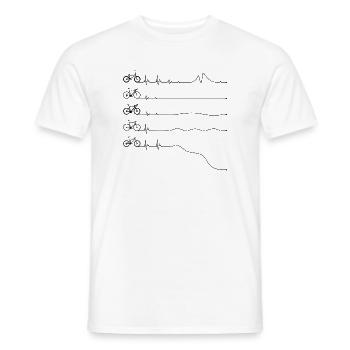 Dessin minimal au trait de vélo sur noir - T-shirt homme - blanc - Devant - AI Model Male 178 dark (178cm)