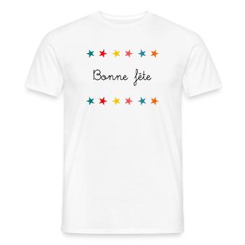 BONNE FÊTE. COEUR. BONNE FÊTE MAMAN. MAMAN - T-shirt homme - blanc - Devant - AI Model Male 178 dark (178cm)