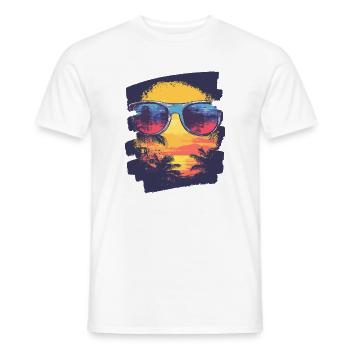 Sunglasses Summer Palm Trees - Men's T-Shirt - white - Front - AI Model Male 178 dark (178cm)