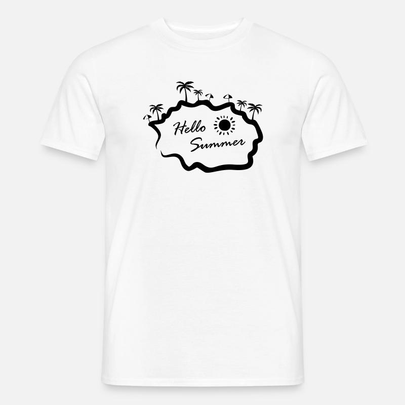 Hello Summer Insel Palmen - Männer T-Shirt - Weiß