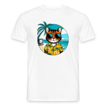 Katze am Strand - Männer T-Shirt - Weiß - Vorne - AI Model Male 178 dark (178cm)