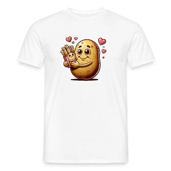 Potato loves fries - Men's T-Shirt - white - Front - AI Model Male 178 dark (178cm)