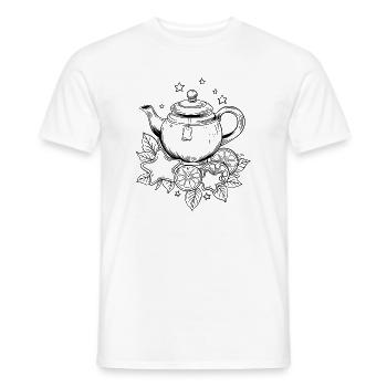 Tea Teapot with Earl Grey, Stars and Lemon - Men's T-Shirt - white - Front - AI Model Male 178 dark (178cm)