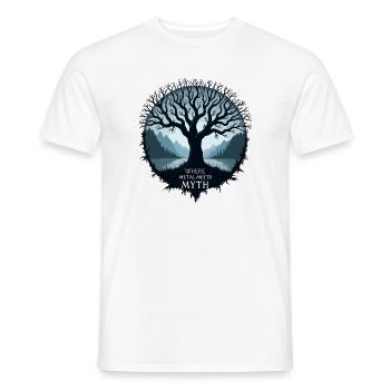 Wo Metall auf Mythos trifft ! - Männer T-Shirt - Weiß - Vorne - AI Model Male 178 dark (178cm)