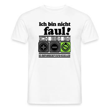 Fun Party Saying Statement Shirt, Energy Saving Mode - Men's T-Shirt - white - Front - AI Model Male 178 dark (178cm)