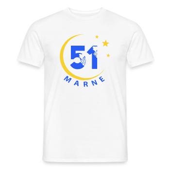 51 - Men's T-Shirt - white - Front - AI Model Male 178 dark (178cm)