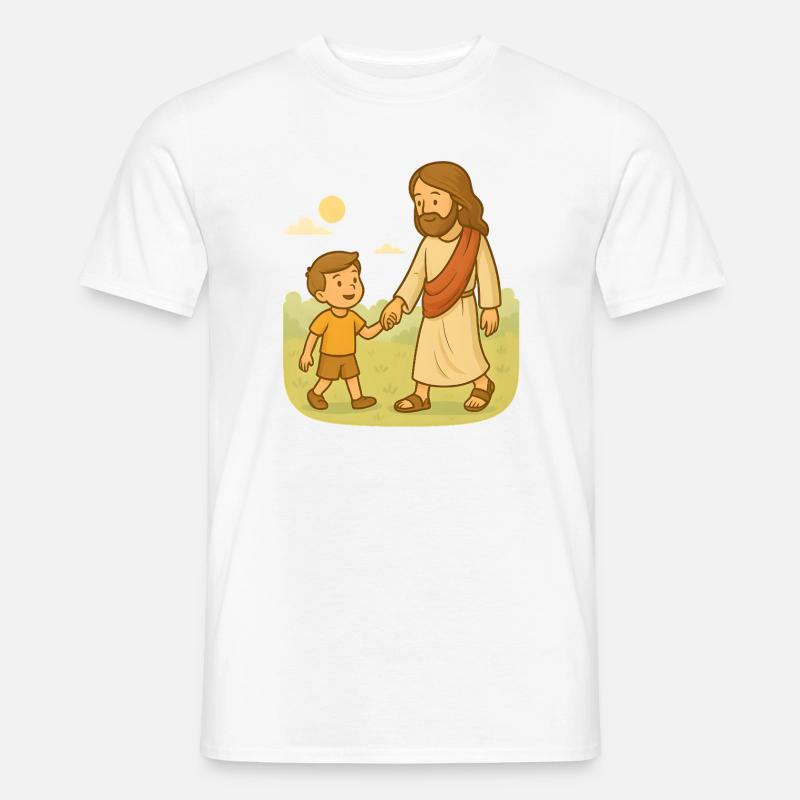 Mit Jesus gehen (Junge) - Männer T-Shirt - Weiß