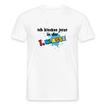 I'm now in 1st grade - blobs of paint - Men's T-Shirt - white - Front - AI Model Male 178 dark (178cm)