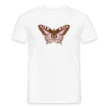 Papillon élégant dans les tons roses et terre - T-shirt homme - blanc - Devant - AI Model Male 178 dark (178cm)