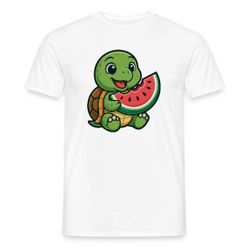 Süße Schildkröte mit Melone Sommer Design - Männer T-Shirt - Weiß - Vorne - AI Model Male 178 dark (178cm)