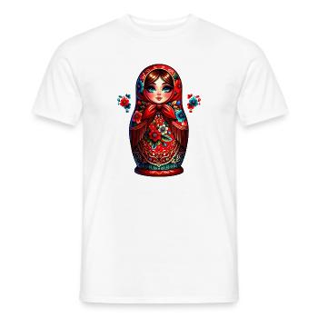 Fille russe ! Matriochka Russe pour Russes - T-shirt homme - blanc - Devant - AI Model Male 178 dark (178cm)