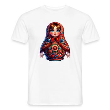 Fille russe ! Matriochka Russe pour Russes - T-shirt homme - blanc - Devant - AI Model Male 178 dark (178cm)