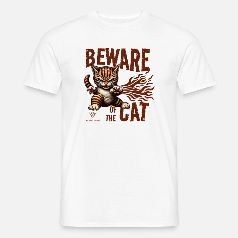 Vorsicht vor der Katze - Männer T-Shirt - Weiß