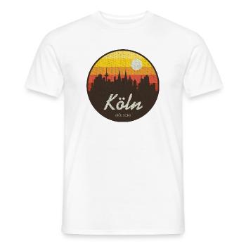 Vintage Cologne – Skyline - Kölsch - Men's T-Shirt - white - Front - AI Model Male 178 dark (178cm)