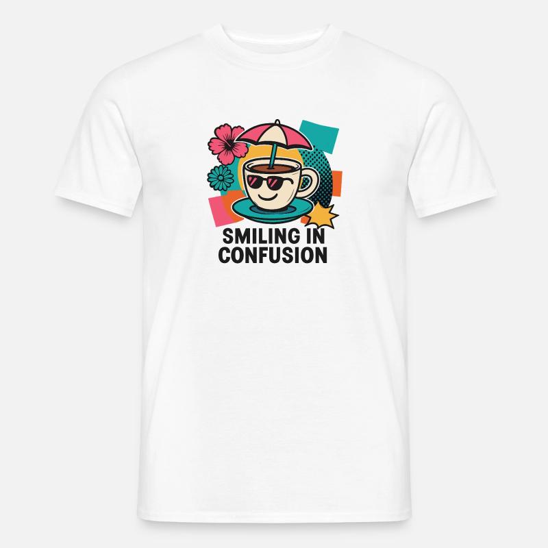 Kaffee? Sonne? Hä? - Männer T-Shirt - Weiß