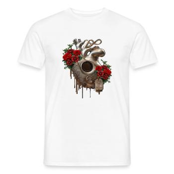 Steampunk Passion, the Mechanical Heart of Love. - Men's T-Shirt - white - Front - AI Model Male 178 dark (178cm)