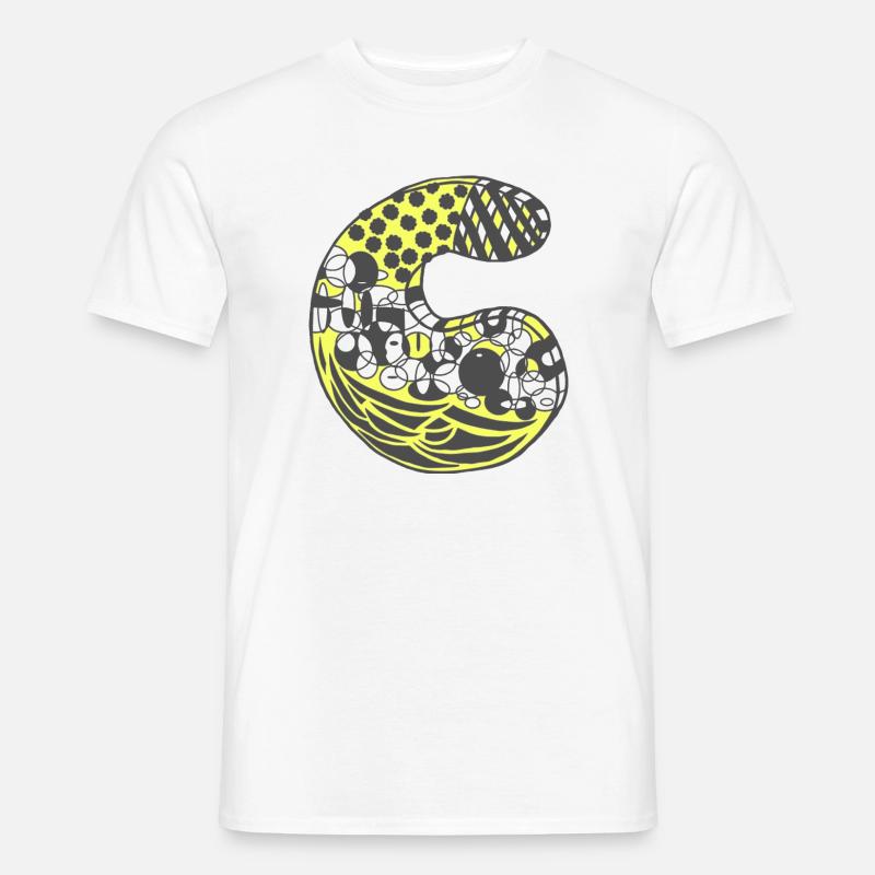 Buchstabe C mit Charakter in gelb - Männer T-Shirt - Weiß