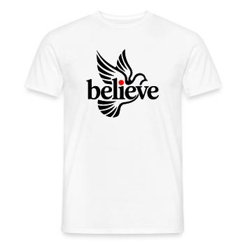 believe pigeon - Men's T-Shirt - white - Front - AI Model Male 178 dark (178cm)
