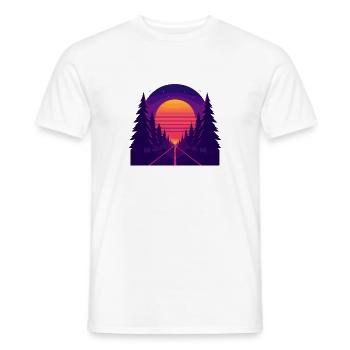 Neon Forest Drive – Sonnenuntergang im Retro-Stil - Männer T-Shirt - Weiß - Vorne - AI Model Male 178 dark (178cm)