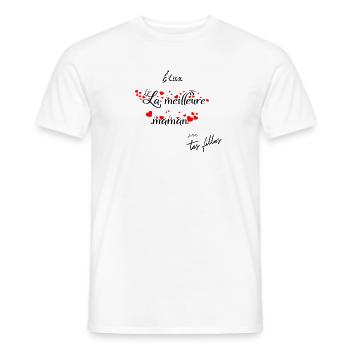 Élue la meilleure maman par tes filles (v02) - T-shirt homme - blanc - Devant - AI Model Male 178 dark (178cm)
