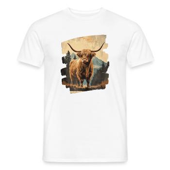 Scottish Highland cattle - Men's T-Shirt - white - Front - AI Model Male 178 dark (178cm)