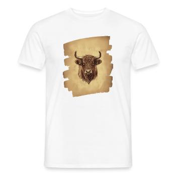 Scottish Highland cattle - Men's T-Shirt - white - Front - AI Model Male 178 dark (178cm)