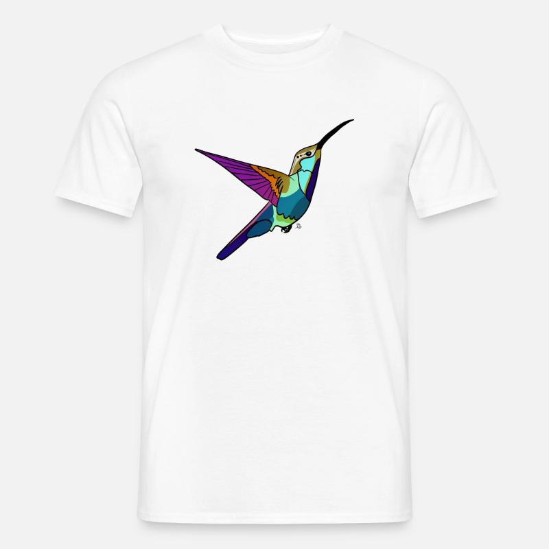 Kolibri farbig - Männer T-Shirt - Weiß