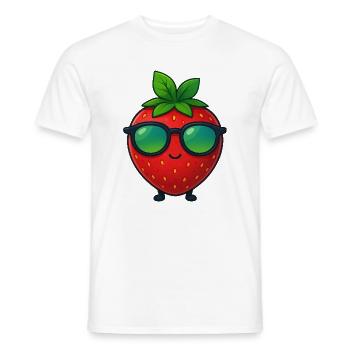 Coole minimalistische Erdbeere fruchtig Sommer - Männer T-Shirt - Weiß - Vorne - AI Model Male 178 dark (178cm)