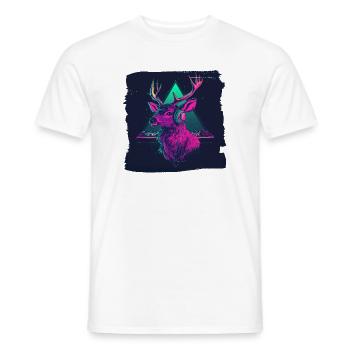 Neon DJ Hirsch – Funny Party Hirsch - Männer T-Shirt - Weiß - Vorne - AI Model Male 178 dark (178cm)