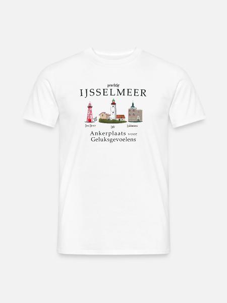 IJsselmeer Urk, Den Oever, Enkhuizen Handzeichnung - Männer T-Shirt - Weiß