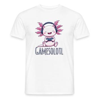 Axolotl Gamer Energy - Men's T-Shirt - white - Front - AI Model Male 178 dark (178cm)