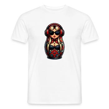 Russisch Matroesjka Muziek Russisch - Heren T-shirt - wit - Voor - AI Model Male 178 dark (178cm)