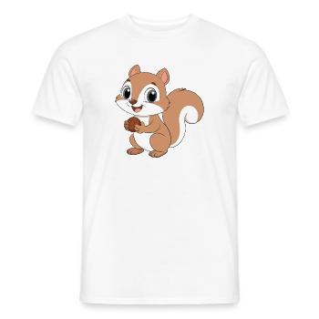 Baby Cartoon Squirrel Holding a Hazelnut (v02) - Men's T-Shirt - white - Front - AI Model Male 178 dark (178cm)