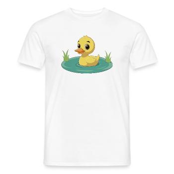Glückliches Entlein schwimmt auf dem Teich - Männer T-Shirt - Weiß - Vorne - AI Model Male 178 dark (178cm)