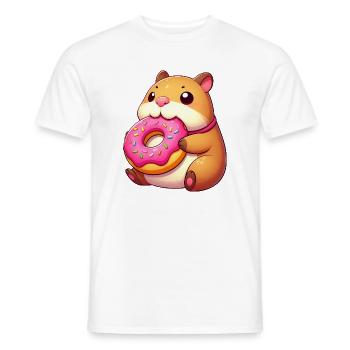 Cute Capybara with Donut Cute Snacking Dessert - Men's T-Shirt - white - Front - AI Model Male 178 dark (178cm)