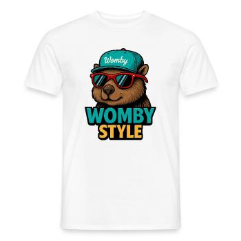 Castor style Womby avec lunettes de soleil - T-shirt homme - blanc - Devant - AI Model Male 178 dark (178cm)