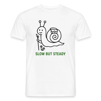 Hiking Snail Slow but Steady - Men's T-Shirt - white - Front - AI Model Male 178 dark (178cm)