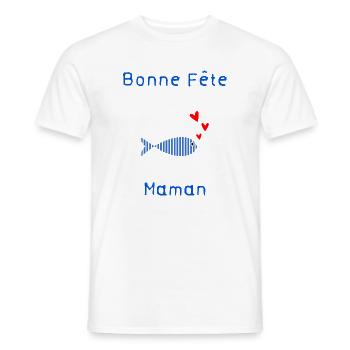BONNE FÊTE. COEUR. BONNE FÊTE MAMAN. MAMAN - T-shirt homme - blanc - Devant - AI Model Male 178 dark (178cm)