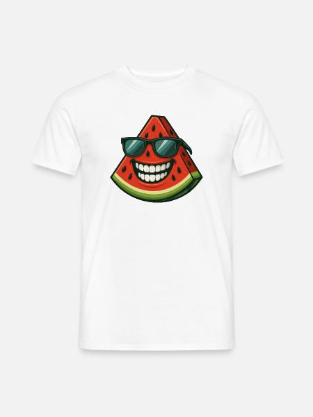 Coole Wassermelone mit Sonnenbrille Sommerfrucht - Männer T-Shirt - Weiß