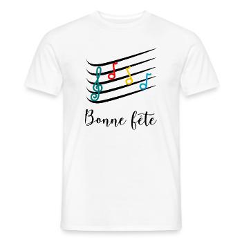 BONNE FÊTE. COEUR. BONNE FÊTE MAMAN. MAMAN - T-shirt homme - blanc - Devant - AI Model Male 178 dark (178cm)
