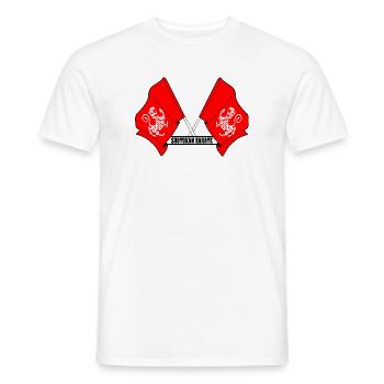 Deux drapeaux de tigre croisés avec le texte SHOT - T-shirt homme - blanc - Devant - AI Model Male 178 dark (178cm)