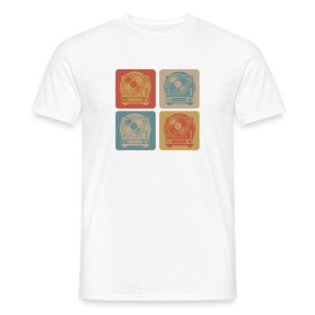 Platine vinyle Vintage - T-shirt homme - blanc - Devant - AI Model Male 178 dark (178cm)