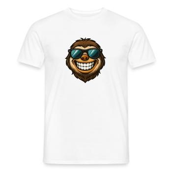 Fat Sloth with Sunglasses Summer Happy - Men's T-Shirt - white - Front - AI Model Male 178 dark (178cm)