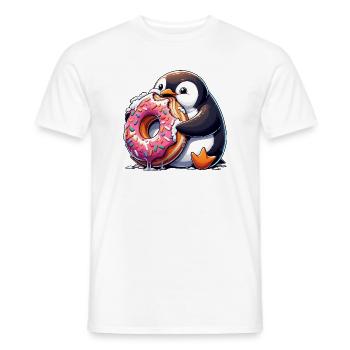 Süßer Pinguin Donut liebhaber Cartoon essen - Männer T-Shirt - Weiß - Vorne - AI Model Male 178 dark (178cm)