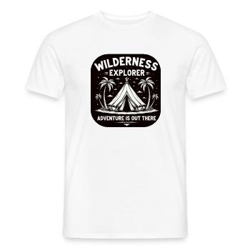 Camping Wilderness Explorer-Adventure is Out There - Men's T-Shirt - white - Front - AI Model Male 178 dark (178cm)