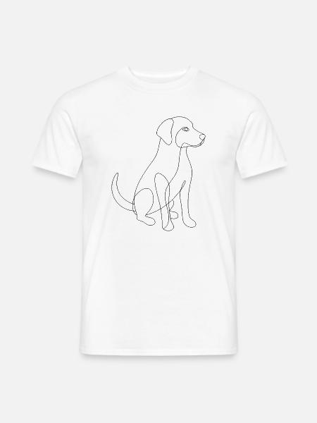 One Line Drawing - Dog - Men's T-Shirt - white