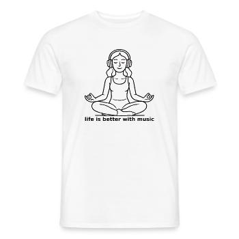 Méditation - la vie est meilleure avec la musique - T-shirt homme - blanc - Devant - AI Model Male 178 dark (178cm)