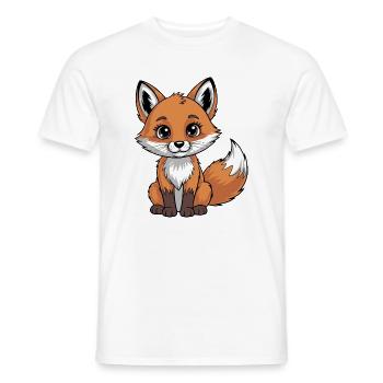 Cute Shy Fox Illustration for Animal Lovers - Männer T-Shirt - Weiß - Vorne - AI Model Male 178 dark (178cm)