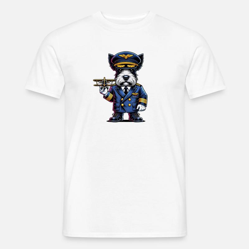 Scottish Terrier Pilot - Männer T-Shirt - Weiß