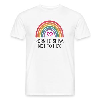 Mois de la fierté LGBTQ - Né pour briller, pas pour se cacher - T-shirt homme - blanc - Devant - AI Model Male 178 dark (178cm)